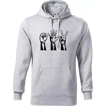 Pánská mikina Kámen nůžky papír černé - Mikina pánská Cape s kapucí - 5XL ( Světlešedý Melír )