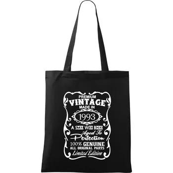 Vintage Etiketa - 1993 - Taška bavlněná - 42 x 38 cm ( Černá )