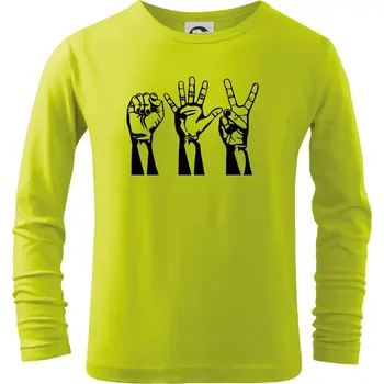 Chlapecké oblečení Kámen nůžky papír černé - Triko dětské Long Sleeve - 104-110cm / 3-4 roky ( Limetková )