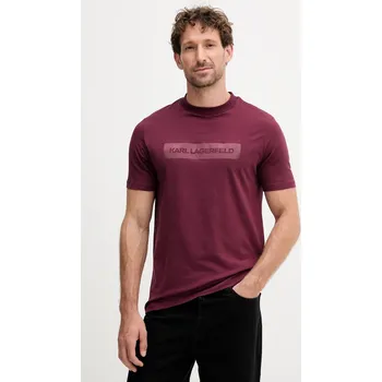Tričko Karl Lagerfeld pánské, vínová barva, s potiskem, 554221.755035 83X, vel. L