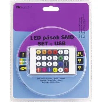 LED páska LED pásek FK technics RGB USB 22W 4000 K 3 m set s IR ovladačem
