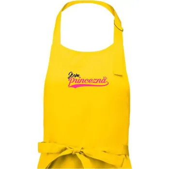 Kuchyňská zástěra Psací písmo - Jsem Princezna - Dámská zástěra na vaření - Univerzální velikost ( Žlutá )