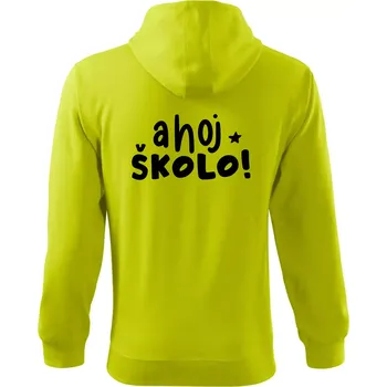 Pánská mikina Ahoj školo - Mikina s kapucí na zip trendy zipper - S ( Limetková )