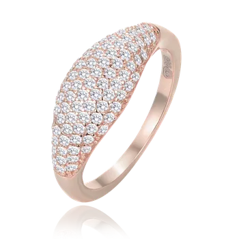 Prsten MINET Stříbrný Rosegold prsten kapka s bílými zirkony vel. 56 JMAN0565YR56