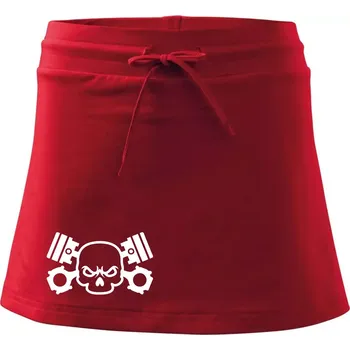 Dámská sukně Lebka písty - Sportovní sukně - two in one - XS ( Červená )