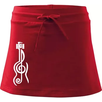 Dámská sukně Houslový klíč kytara - Sportovní sukně - two in one - XS ( Červená )