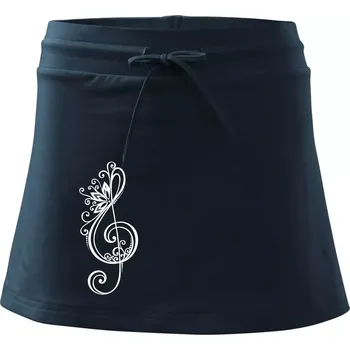 Dámská sukně Houslový klíč kytky - Sportovní sukně - two in one - XL ( Námořní modrá (velmi tmavá - téměř černá) )