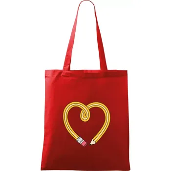 Nákupní taška Tužka srdce - Taška bavlněná - 42 x 38 cm ( Červená )