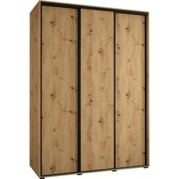 Šatní skříň Šatní skříň s posuvnými dveřmi DAVOS 170cm | DUB Artisan / černé pojezdy