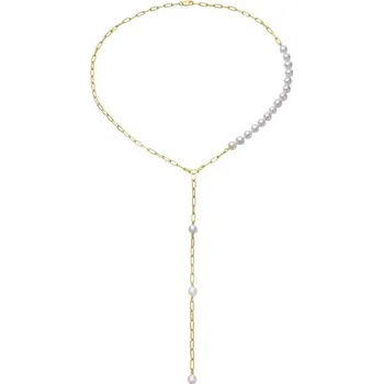 Náhrdelník JK Zlatý náhrdelník s přírodními bílými perlami 14 kt ZRPE191Z-52-0000B