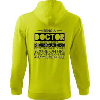 Pánská mikina Being a doctor - bike - Mikina s kapucí na zip trendy zipper - L ( Limetková )
