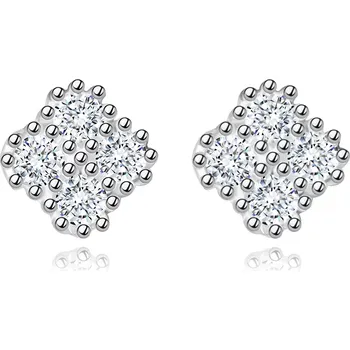 Náušnice Náušnice ze stříbra 925 - čtyřlístek s čirými zirkony, puzetky