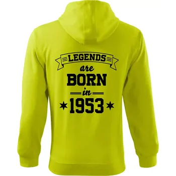 Pánská mikina Legends are born in 1953 - Mikina s kapucí na zip trendy zipper - S ( Limetková )