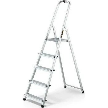 Schůdky hliníkové Drabest, 125kg, 5 stupňů, s háčkem