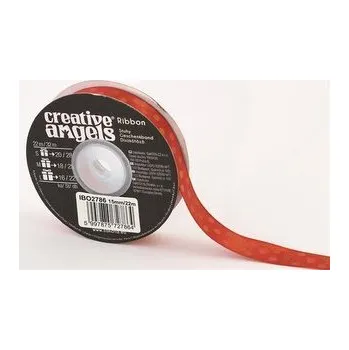 Stuha Saténová stuha, červená s puntíky, 15 mm x 22 m, IBO2786