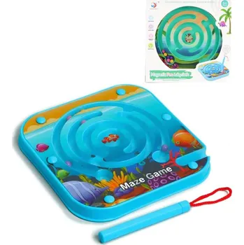 Hlavolam Hra kuličkový labyrint bludiště s magnetickým perem 2 barvy plast