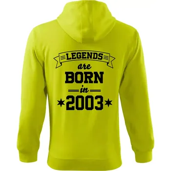 Pánská mikina Legends are born in 2003 - Mikina s kapucí na zip trendy zipper - 2XL ( Limetková )