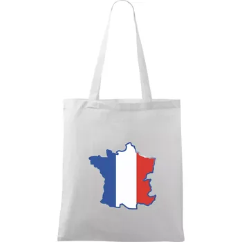 Francouzská vlajka mapa obrys - Taška bavlněná - 42 x 38 cm ( Bílá )