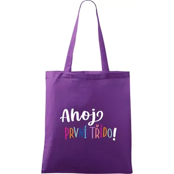 Nákupní taška Ahoj první třído - Taška bavlněná - 42 x 38 cm ( Fialová )