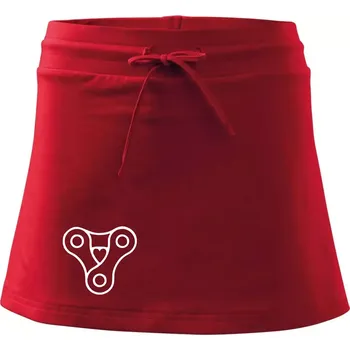 Dámská sukně Cyklo srdce řetěz trojúhelník - Sportovní sukně - two in one - XS ( Červená )
