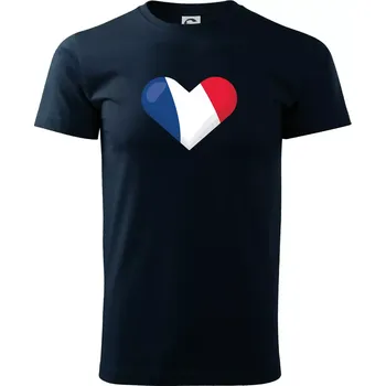 Pánské tričko Francouzská vlajka srdce - Triko extra velké (5-8XL) - 7XL ( Námořní modrá (velmi tmavá - téměř černá) )