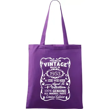 Vintage Etiketa - 1953 - Taška bavlněná - 42 x 38 cm ( Fialová )