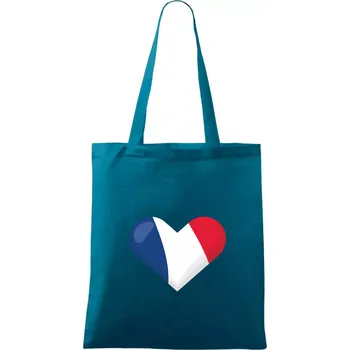 Francouzská vlajka srdce - Taška bavlněná - 42 x 38 cm ( Petrolejová )