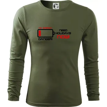 Pánské oblečení No energy danger need holidays - Triko s dlouhým rukávem FIT-T long sleeve - S ( Khaki )