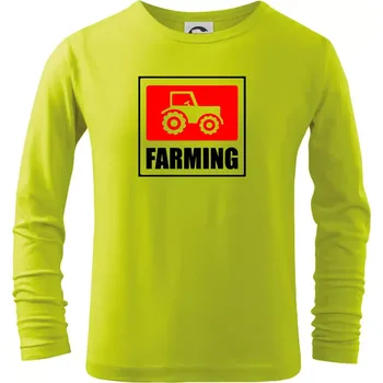 Dětská móda Farming traktor logo - Triko dětské Long Sleeve - 134 cm/8 let ( Limetková )