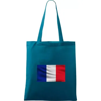 Francouzská vlajka obdélník - Taška bavlněná - 42 x 38 cm ( Petrolejová )