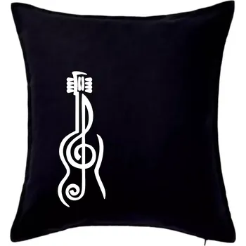 Polštář Houslový klíč kytara - Polštář 50x50 - 50x50 - Pouze potah ( Černá )