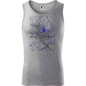 Pánská móda Jablonec nad Nisou - Mapa s vodními toky - Tílko pánské Core - M ( Tmavě šedý melír )