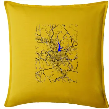 Polštář Jablonec nad Nisou - Mapa s vodními toky - Polštář 50x50 - 50x50 - Pouze potah ( Žlutá )