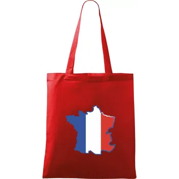 Nákupní taška Francouzská vlajka mapa obrys - Taška bavlněná - 42 x 38 cm ( Červená )
