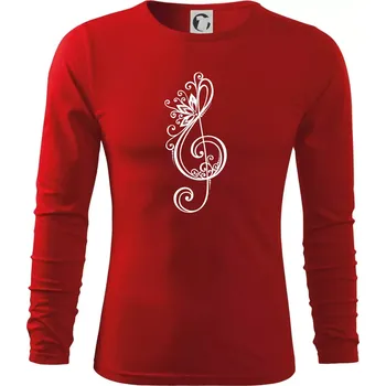 Pánské oblečení Houslový klíč kytky - Triko s dlouhým rukávem FIT-T long sleeve - S ( Červená )
