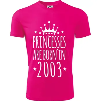 Chlapecké tričko Princesses are born in 2003 - Dětské triko sportovní (dresovina) - 134 cm/8 let ( Neon Pink )