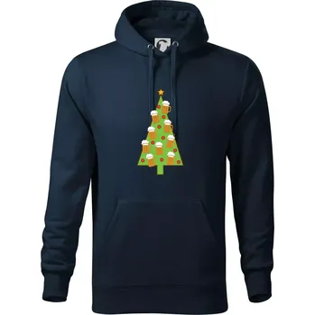 Pánská mikina Nic více nepotřebuji - stromeček a pivo (Pecka design) - Mikina pánská Cape s kapucí - 5XL ( Námořní modrá (téměř černá) )