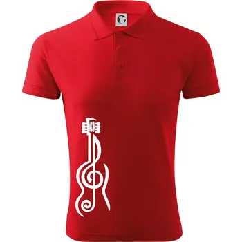 Pánská košile Houslový klíč kytara - Polokošile pánská Pique Polo 203 - 4XL ( Červená )
