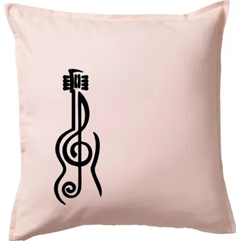 Polštář Houslový klíč kytara - Polštář 50x50 - 50x50 - Pouze potah ( Světle růžová )