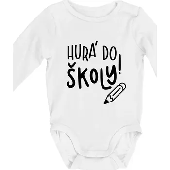 Hurá do školy! - Body kojenecké s dlouhým rukávem - Dlouhý r. 3-6 měs ( Bílá )