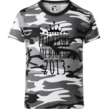 Chlapecké tričko Princesses are born in 2013 - Dětské maskáčové triko - 104-110cm / 3-4 roky ( Šedý maskáč )