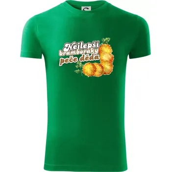 Pánské tričko Nejlepší bramboráky peče děda - Viper FIT - Pánské zůžené tričko - M ( Středně zelená )