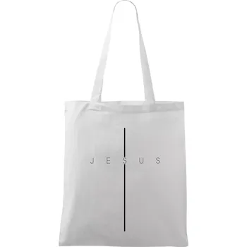 Jesus nápis v kříži - Taška bavlněná - 42 x 38 cm ( Bílá )