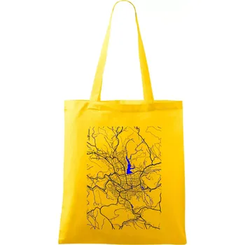 Jablonec nad Nisou - Mapa s vodními toky - Taška bavlněná - 42 x 38 cm ( Žlutá )