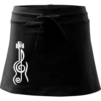 Dámská sukně Houslový klíč kytara - Sportovní sukně - two in one - M ( Černá )