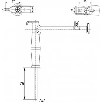 Dveřní kování Montážní klika ROTO 75mm NX