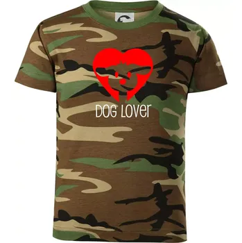 Chlapecké oblečení Dog Lover čumák - Dětské maskáčové triko - 134 cm/8 let ( Hnědý maskáč )