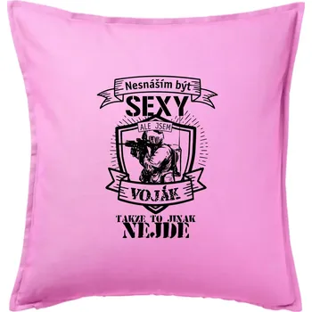 Polštář Nesnáším být sexy voják - erb - Polštář 50x50 - 50x50 - Pouze potah ( Růžová )