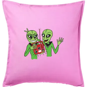 Polštář Ufo a rádio (Pecka design) - Polštář 50x50 - 50x50 - Pouze potah ( Růžová )