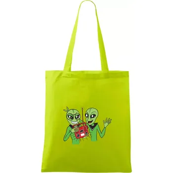 Ufo a rádio (Pecka design) - Taška bavlněná - 42 x 38 cm ( Limetková )